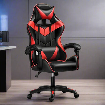 Gaming Chair, PU Leather, Up to 100kg, Black/Red