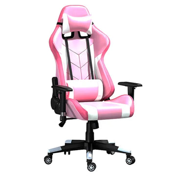 Gaming Chair, PU Leather, Up to 120kg, Rocking function, White/Pink